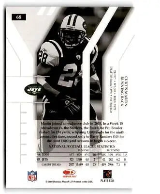 Black and white NFL trading card of Curtis Martin from Donruss Elite series