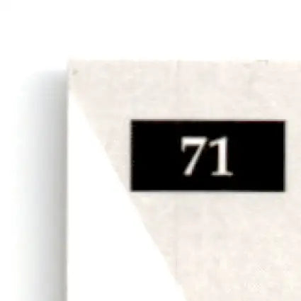 White page with black label displaying number 71 from Donruss Football Elite Jerry Rice card