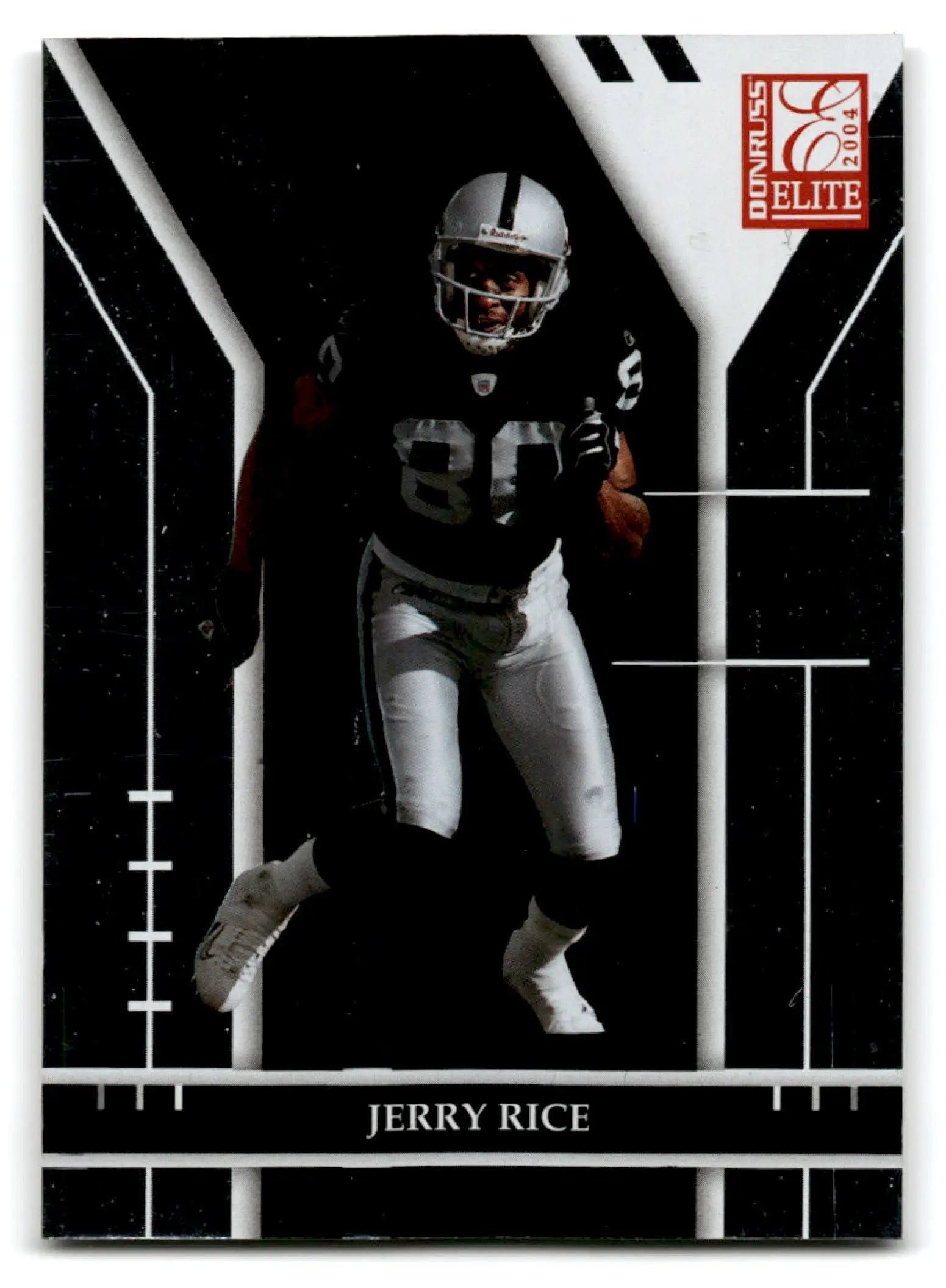 Football elite Jerry Rice card from 2004 Donruss Elite series featuring Oakland Raiders