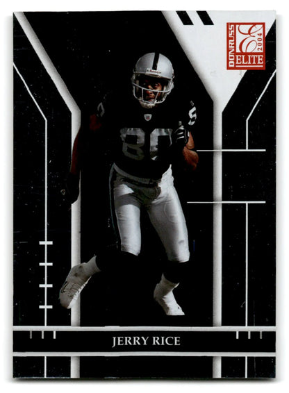 Football elite Jerry Rice card from 2004 Donruss Elite series featuring Oakland Raiders