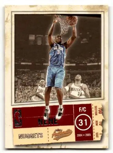 2004 Fleer Authentix #46 Nene Denver Nuggets Basketball Card with original gloss finish