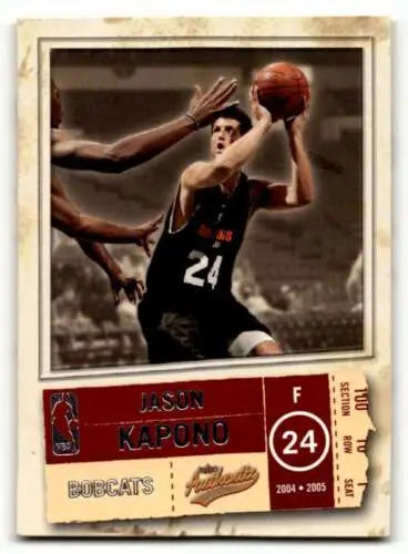 2004 Fleer Authentix Jason Kapono Charlotte Bobcats basketball card with original gloss