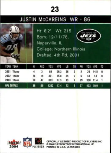 2004 Fleer Ultra #23 Justin McCareins NM-MT card with original gloss for collectors