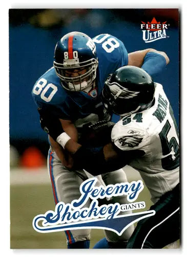 Fleer Ultra Jeremy Shockey Giants football card with original gloss from 2004 NM-MT