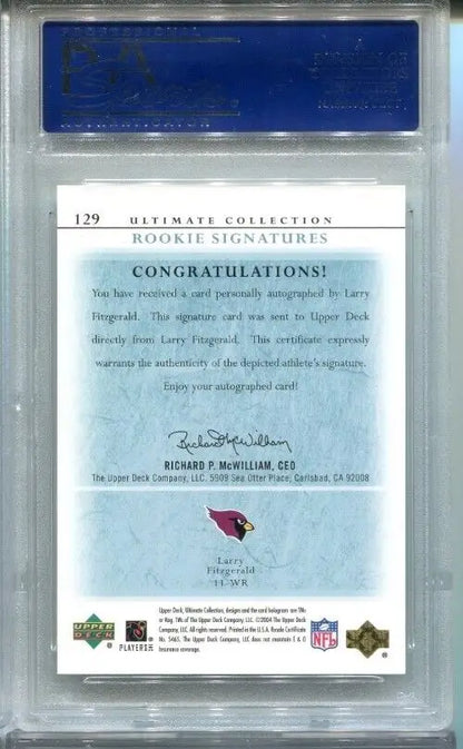 Larry Fitzgerald Upper Deck Ultimate Auto Rookie Card PSA Mint 9 #89/150 Cardinals