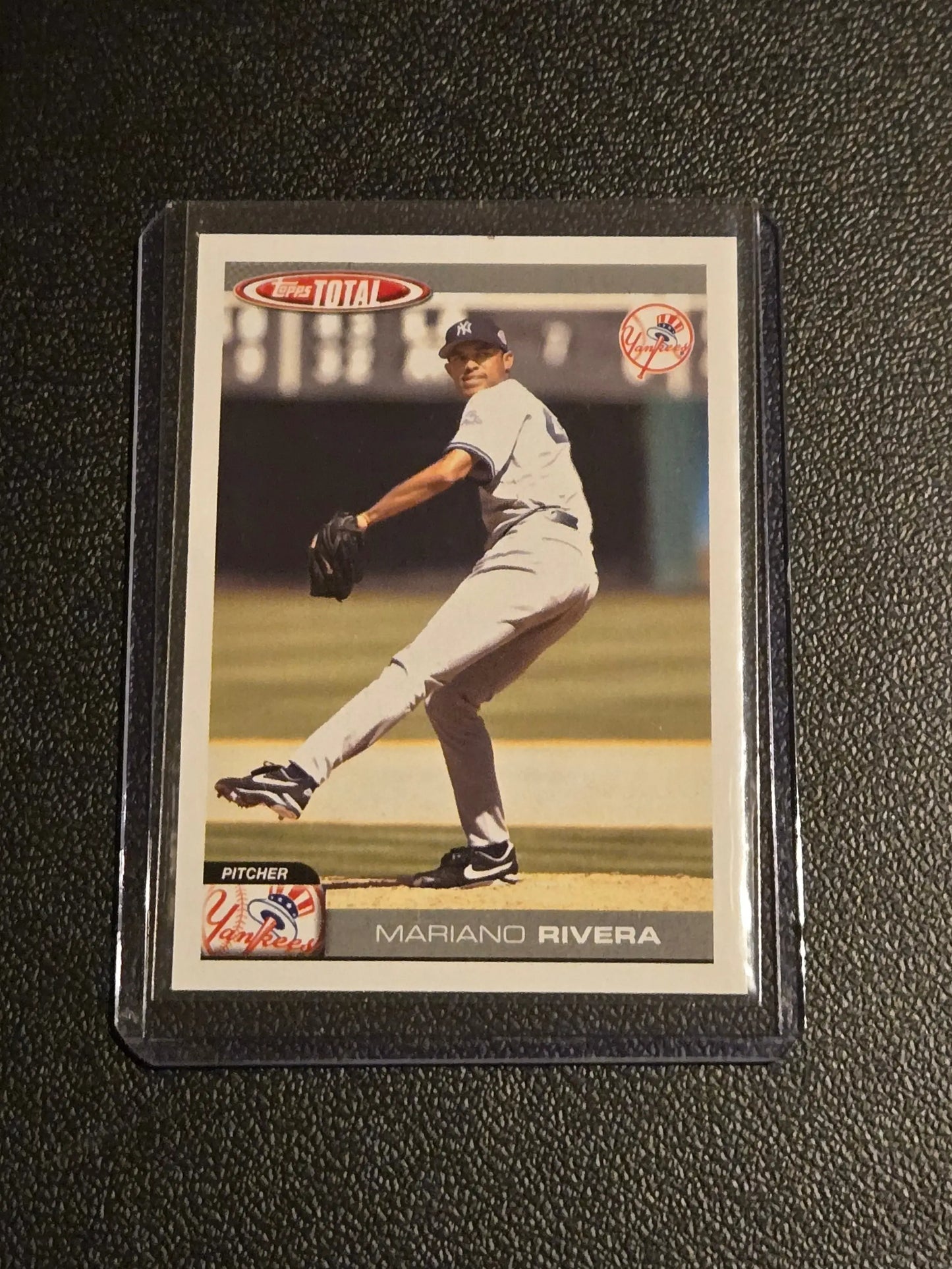 Mariano Rivera baseball card in protective sleeve from 2004 Topps Total series
