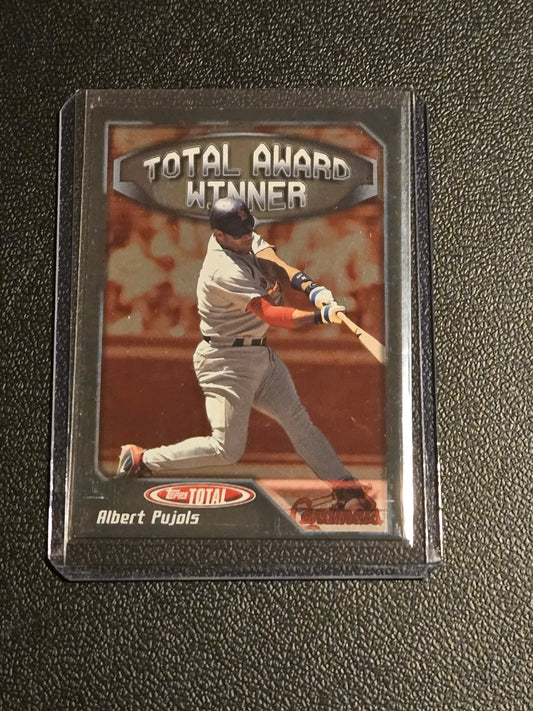 Albert Pujols baseball card in protective case from 2004 Topps Total #AW4 Albert Pujols Total Award Winners