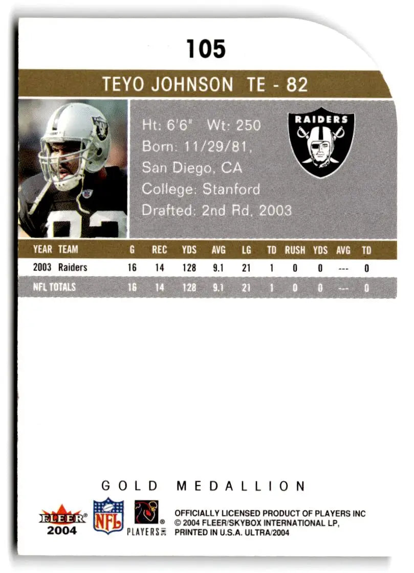 2004 Ultra #105 Teyo Johnson Gold Medallion - Trading Card