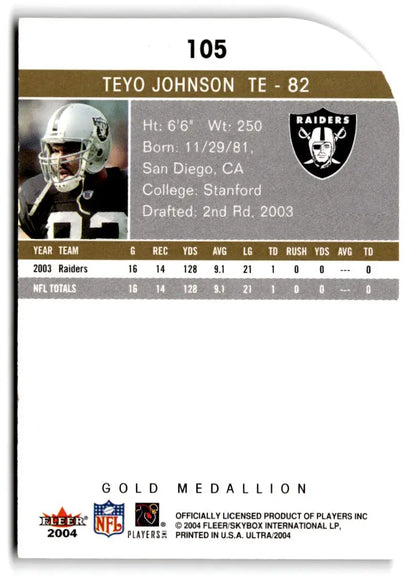 2004 Ultra #105 Teyo Johnson Gold Medallion - Trading Card