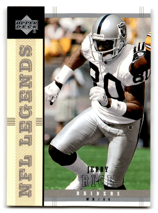 Football legends Jerry Rice trading card from 2004 Upper Deck Football Legends Raiders