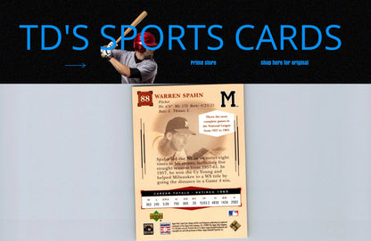 Warren Spahn baseball card from 2004 Upper Deck Sweet Spot Classic #88 collection