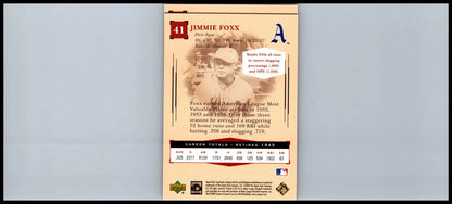 Jimmie Foxx baseball card featured in 2004 Upper Deck Sweet Spot Classic Whitey Ford