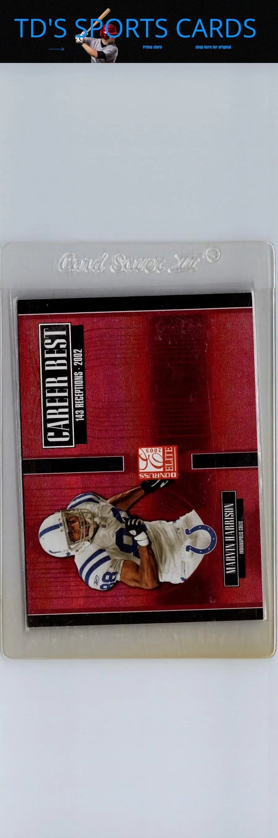 Marvin Harrison football card from 2005 Donruss Elite showing Harrison career best red #1000