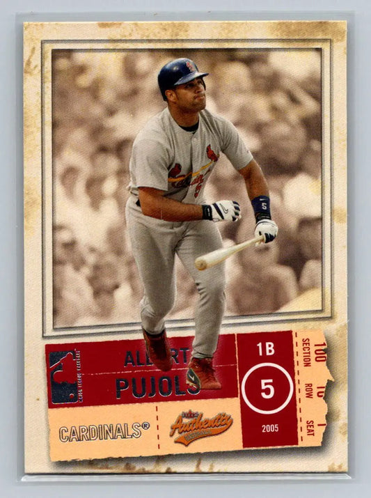 2005 Fleer Authentix #1 Albert Pujols St. Louis Cardinals baseball card display