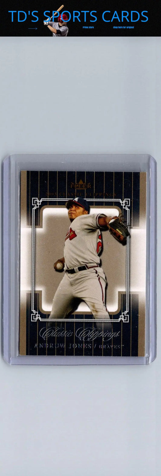 Framed Andruw Jones baseball card from Fleer Classic Clippings series 2005