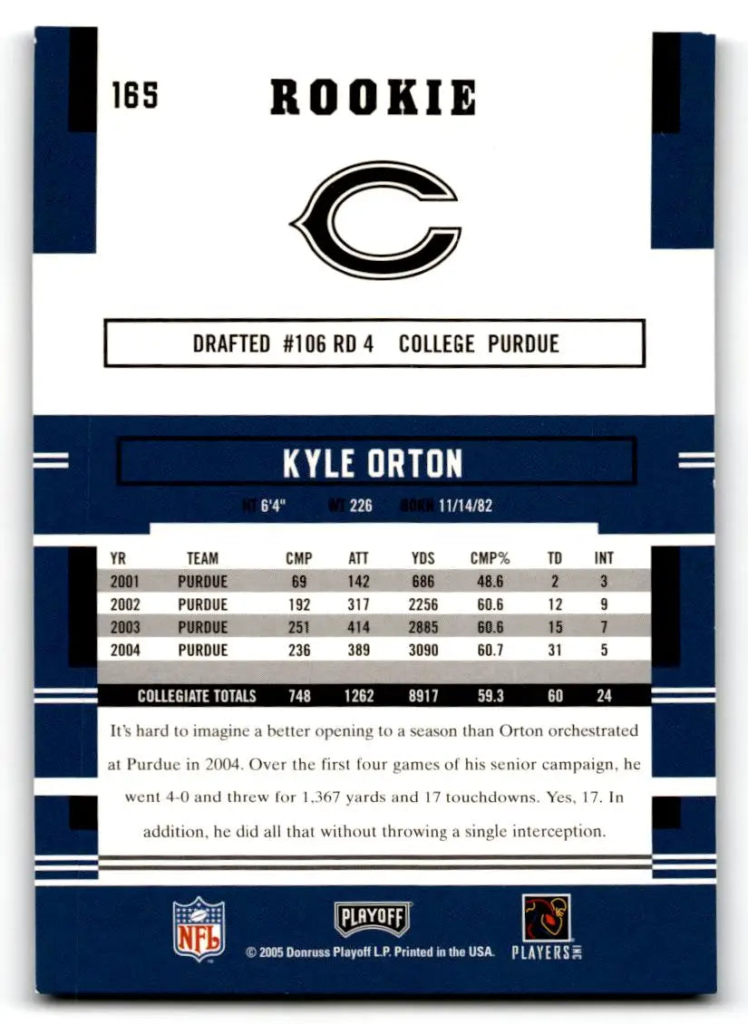2005 Playoff Prestige #165 Kyle Orton - Trading Cards