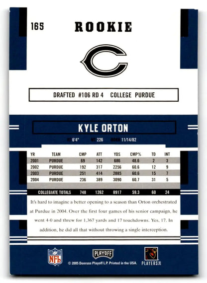 2005 Playoff Prestige #165 Kyle Orton - Trading Cards