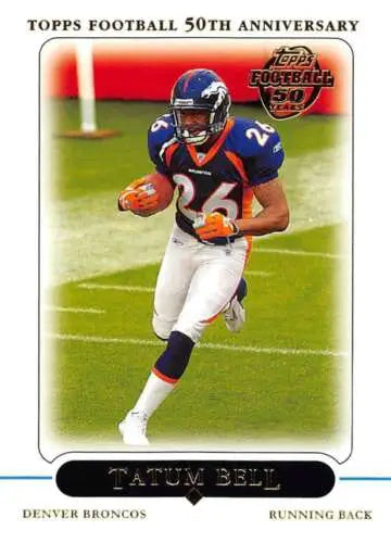 Tatum Bell football card from 2005 Topps featuring original gloss and Simply Sandoval design