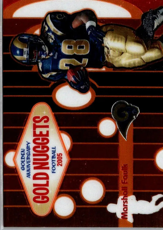 2005 Topps Chrome GN6 Marshall Faulk Golden Anniversary Gold Nuggets trading card