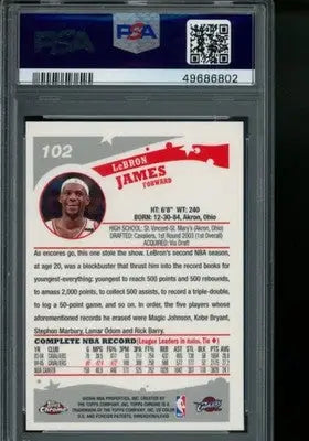 2005 Topps Chrome LeBron James #102 Basketball PSA 9