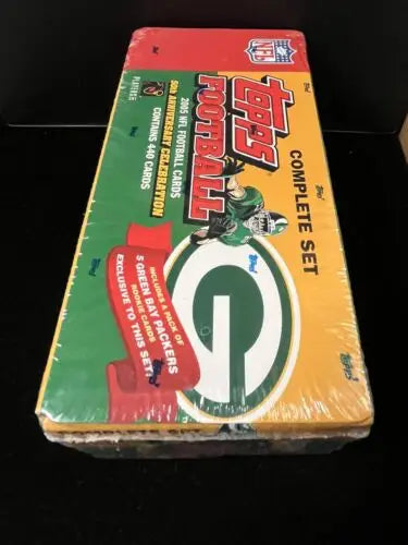 Sealed 2005 Topps Football card set featuring Green Bay Packers rookies Aaron Rodgers