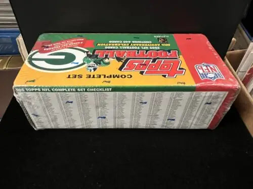 Sealed 2005 Topps NFL complete set featuring Green Bay Packers rookies and Aaron Rodgers