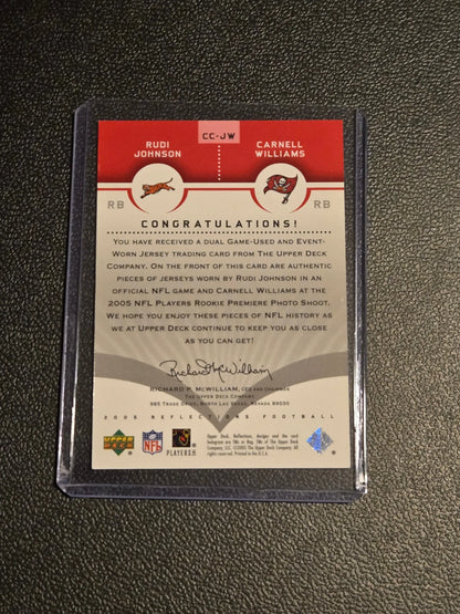 Upper Deck Reflections Rudi Johnson Carnell Williams dual jersey card Cloth Red