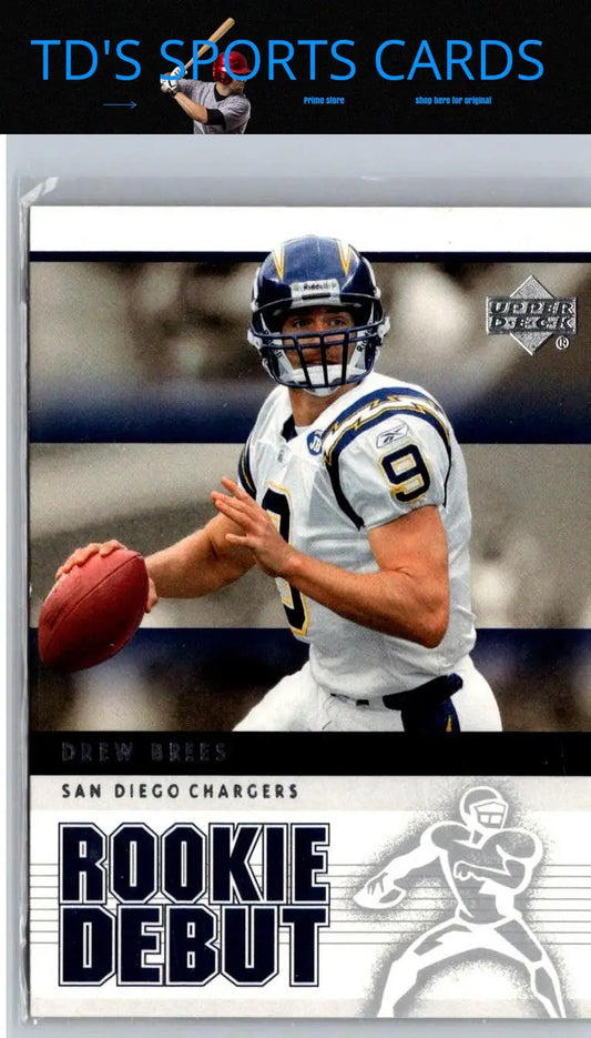 Drew Brees rookie debut trading card from 2005 Upper Deck Rookie Debut series