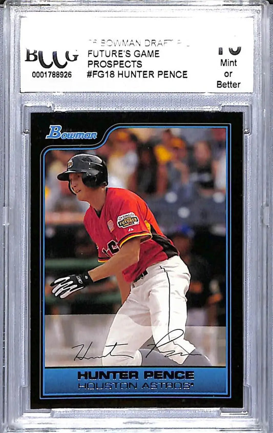 Graded Hunter Pence baseball card from Bowman Draft Picks featuring Houston Astros logo