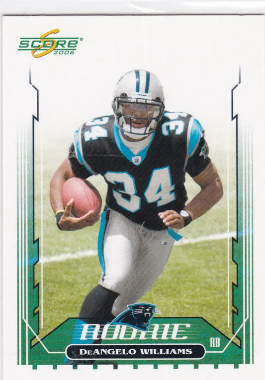 DeAngelo Williams RC Carolina Panthers trading card, player #34 in black and blue uniform