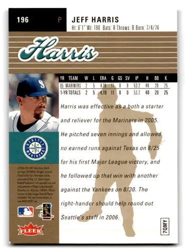 2006 Fleer Ultra Gold Medallion #196 Jeff Harris NM-MT Mariners ID:72080 - Trading Cards