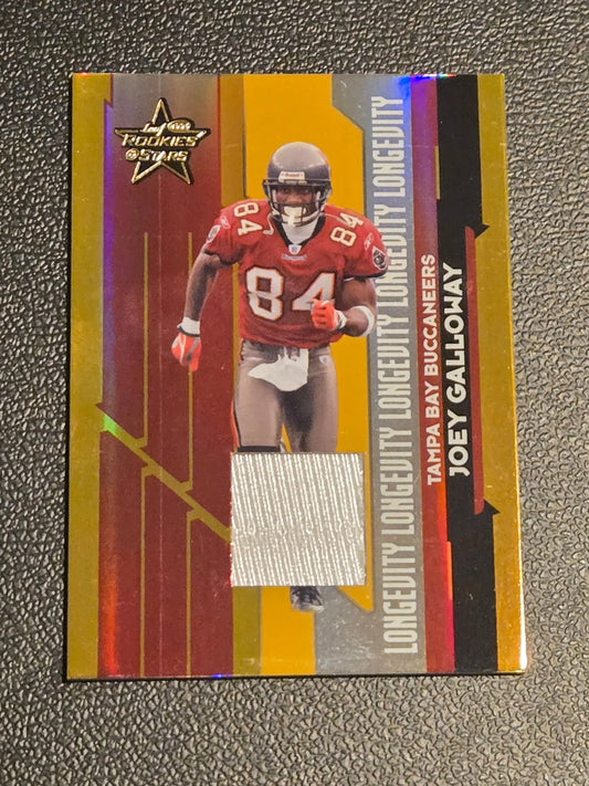 Football trading card featuring Joey Galloway with memorabilia swatch from Galloway Materials Longevity Gold