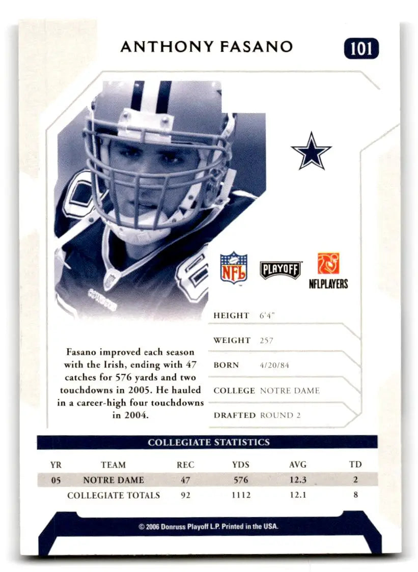 2006 Playoff NFL Playoffs #101 Anthony Fasano - Trading Card