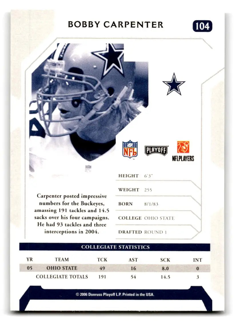 2006 Playoff NFL Playoffs #104 Bobby Carpenter - Trading Card