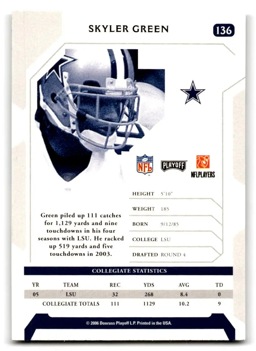 2006 Playoff NFL Playoffs #136 Skyler Green - Trading Card