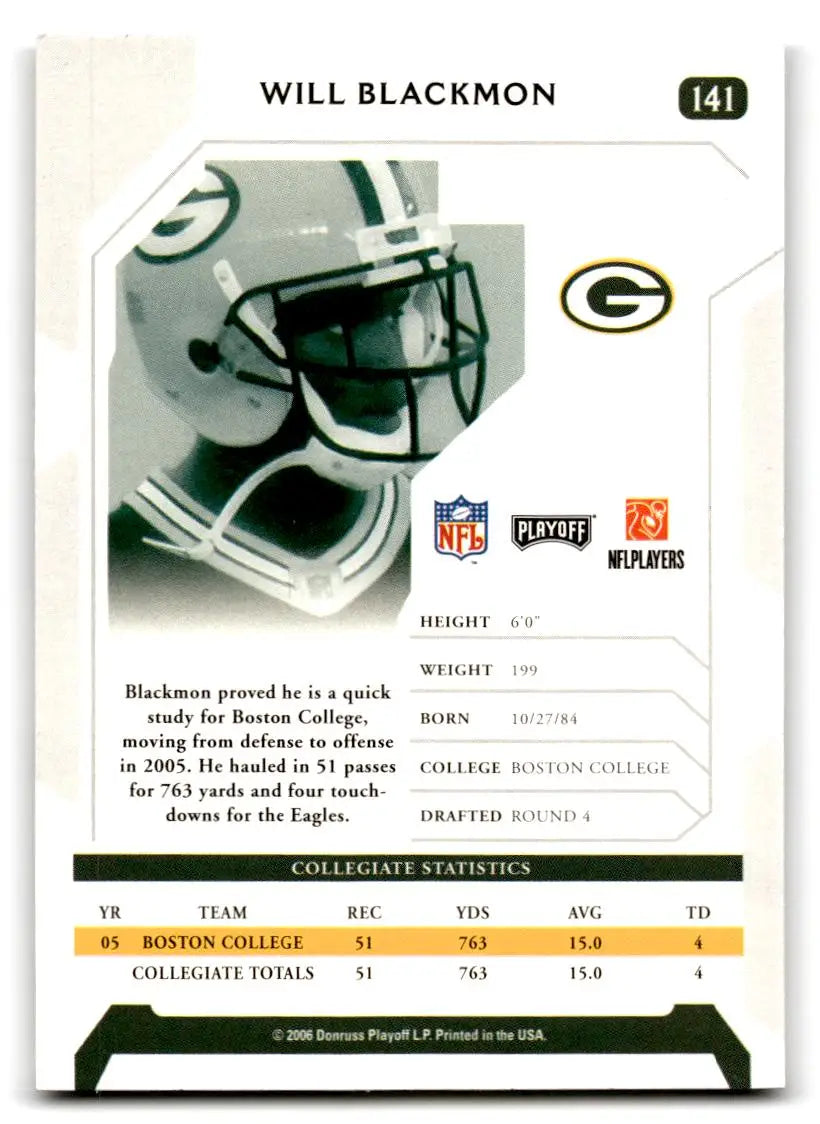 2006 Playoff NFL Playoffs #141 Will Blackmon - Trading Card
