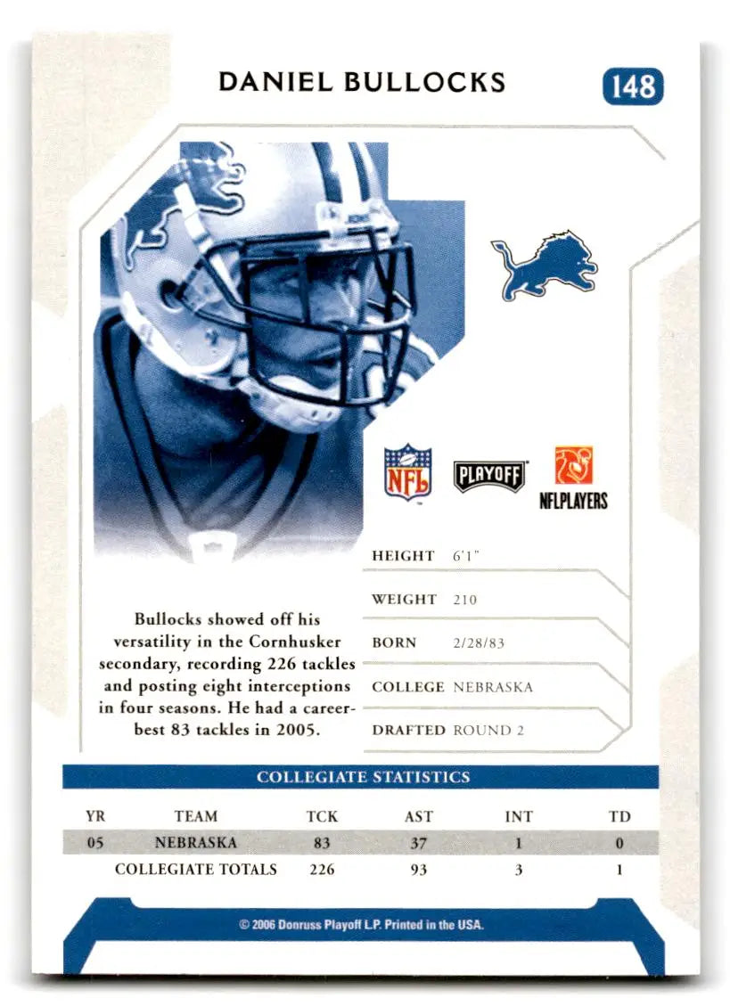 2006 Playoff NFL Playoffs #148 Daniel Bullocks - Trading Card