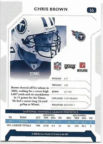 2006 Playoff NFL Playoffs #16 Chris Brown NM-MT Titans original gloss football card