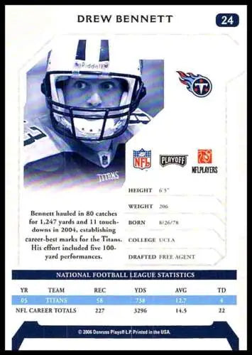 Drew Bennett football card 2006 Playoff NFL Playoffs original gloss Titans ID:64595