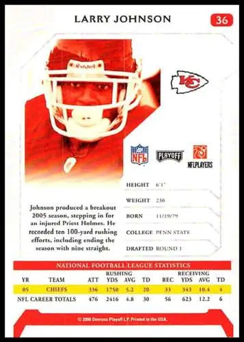 Larry Johnson football card 2006 Playoff NFL Playoffs Near Mint original gloss