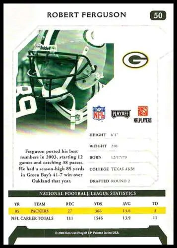 Robert Ferguson football card from 2006 Playoff NFL Playoffs with original gloss finish