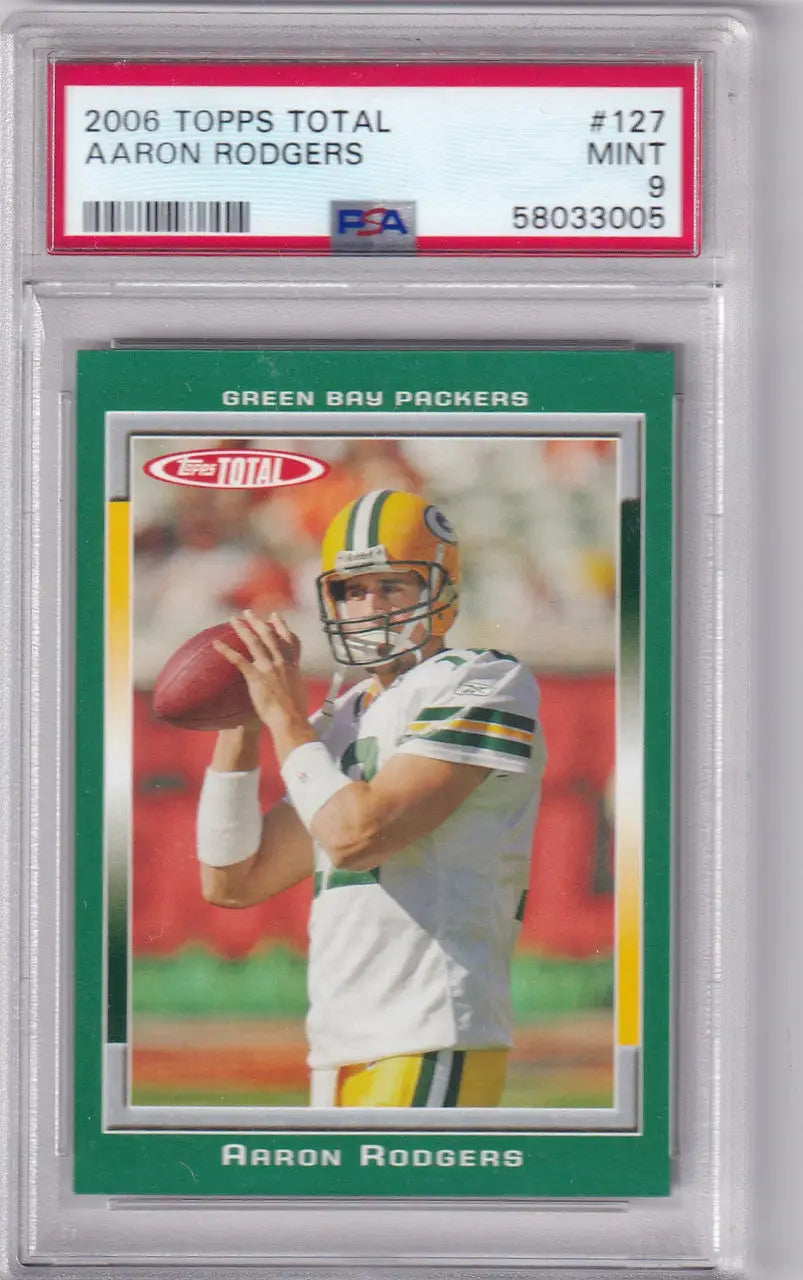 Graded 2006 Topps PSA 9 Aaron Rodgers Green Bay Packers football card