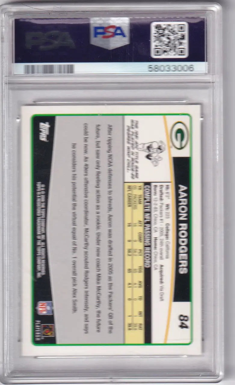 2006 Topps Total PSA 9 Aaron Rodgers Green Bay Packers rookie football card