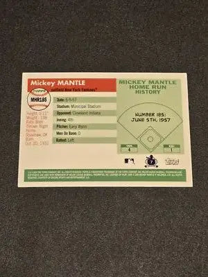 Mickey Mantle baseball card from 2006 Topps Updates & Highlights MHR185 Home Run History