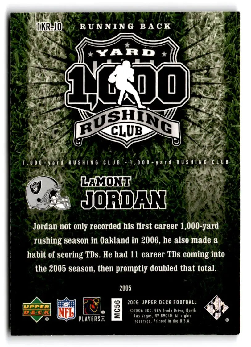 2006 Upper Deck #1KR-JO LaMont Jordan 1000 Yard Rushing Club - Trading Card