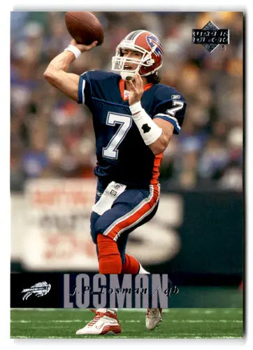 Original gloss 2006 Upper Deck J.P. Losman Bills football card displayed by Simply Sandoval