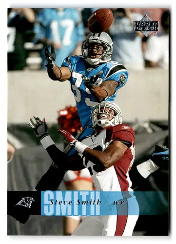 Original gloss football card featuring Steve Smith from 2006 Upper Deck Panthers