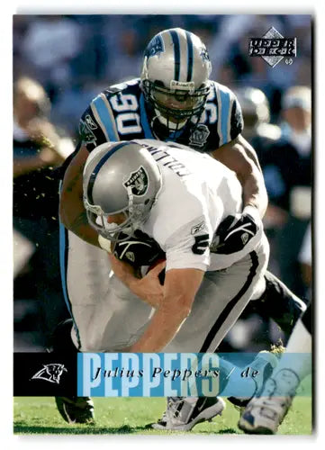 Original gloss football card featuring Julius Peppers from 2006 Upper Deck Panthers