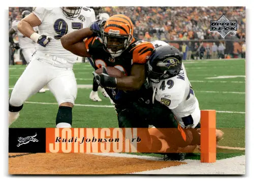 Original gloss Upper Deck Rudi Johnson football card from 2006 Bengals collection