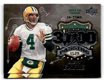Brett Favre Upper Deck trading card #4 featuring 3000 Yard Passing Club in white jersey